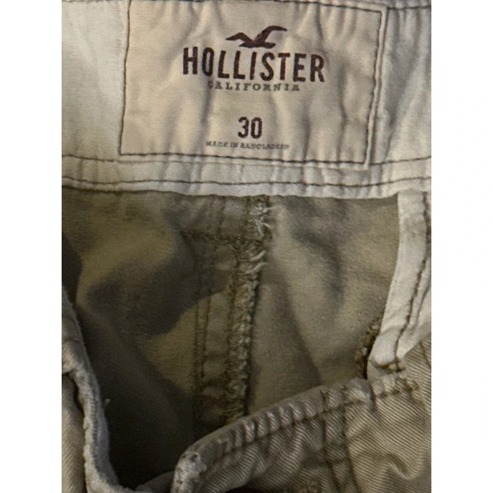 Hollister Mens Cargo Shorts Khaki Tan Cotton Utility Pockets Size 30
